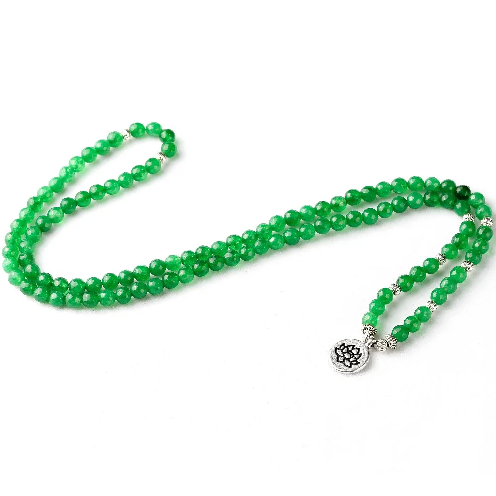 Женский и мужской граненый браслет 6 мм из зеленого камня для йоги баланс