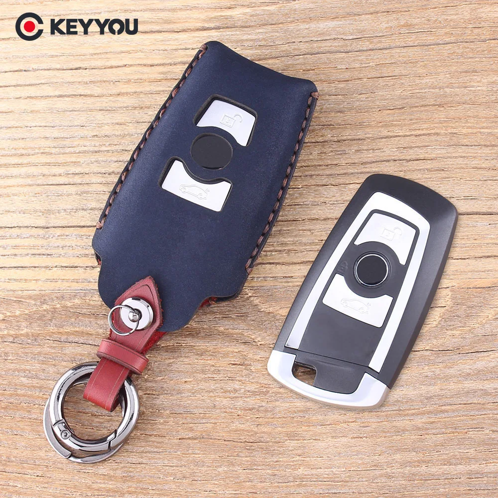 Защитный чехол KEYYOU 3 кнопки для BMW 1 5 6 7 серии X3 X4 брелок кожаный автомобильного
