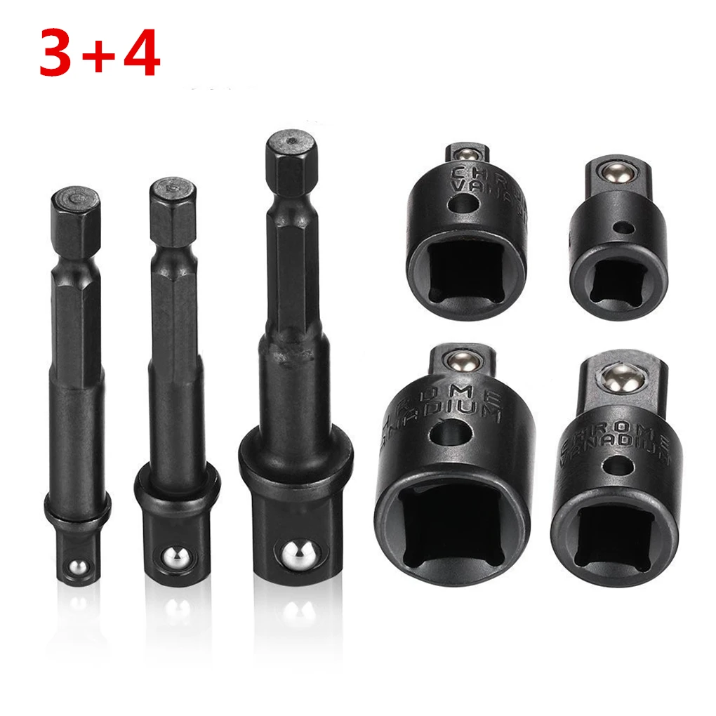 3PC Steel Ball Post +4PC Reducer Sleeve 1/2 3/8 1/4 Conversion To Square Head Adapter | Инструменты