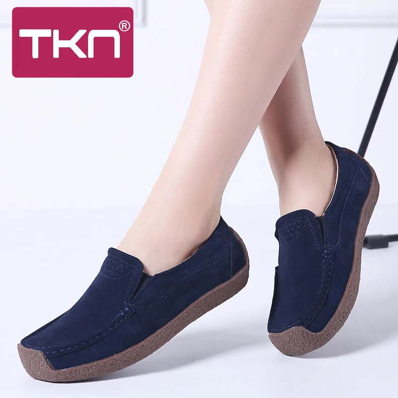 Весенние лоферы на плоской подошве; женские Кожаные Замшевые туфли; Chaussure Femme; Балетки без застежки; оксфорды; женские кроссовки; большие размеры 526