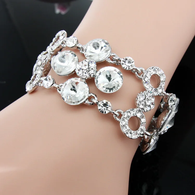 Женский широкий браслет OCESRIO крутой черный на цепочке с кристаллами brt k01|bracelets