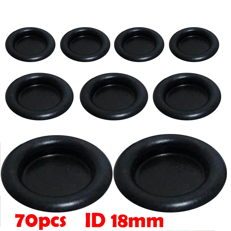70pcs ID 18mm 16 мм 18 мм 20 мм внутренний диаметр черный бурение Открытый протектор с отверстиями арматура односторонний Электрический кабель резиновое кольцо уплотнительное кольцо втулка - Цвет: 70pcs ID 18mm