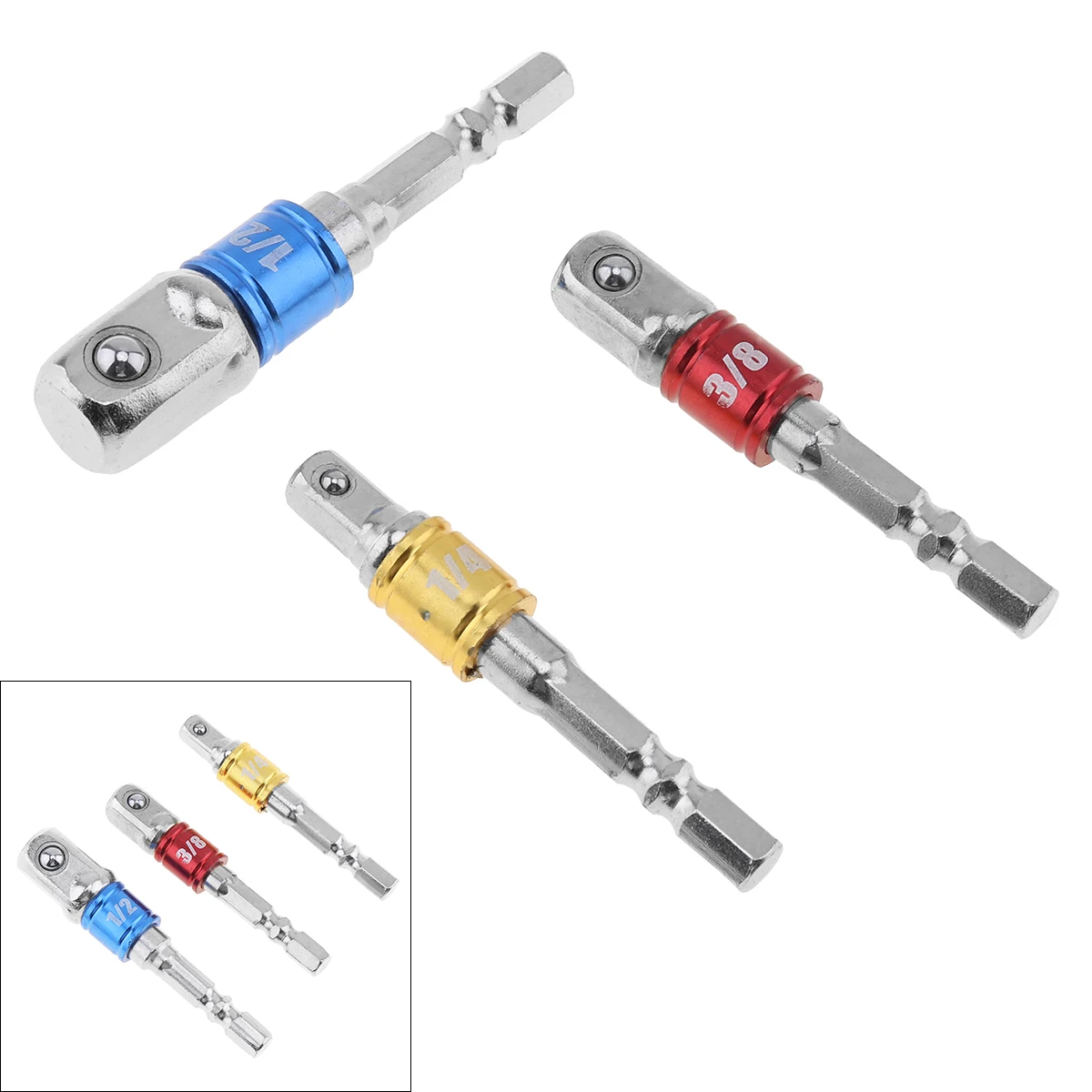 Переходник с шестигранным хвостовиком 3 шт./лот квадратной головкой 1/4 дюйма 3/8 1/2