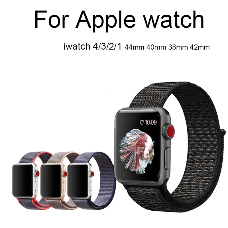 Сменный нейлоновый ремешок для apple watch band 4 44 40 мм мягкий спортивный дышащий iWatch 3 2 1