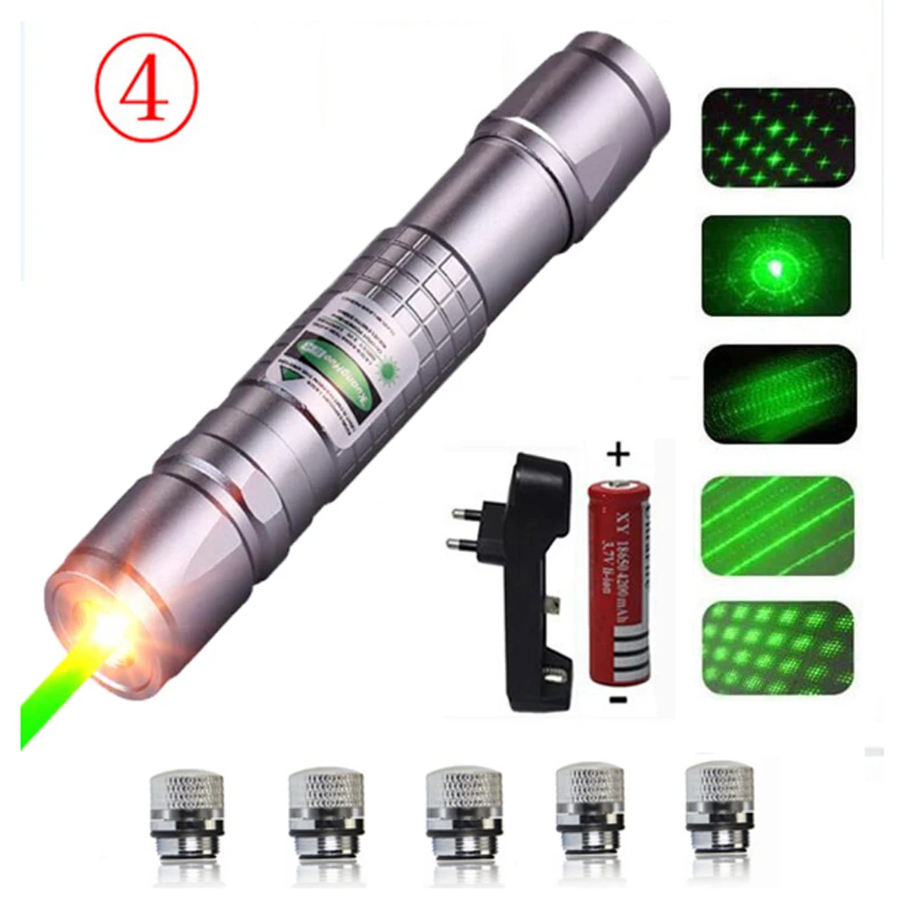 Серебристый laser pointer hunting green lazer high power tactical Laser sight Pen 303 Burning laserpen Powerful laserpointer flashlight - Цвет: Серебристый