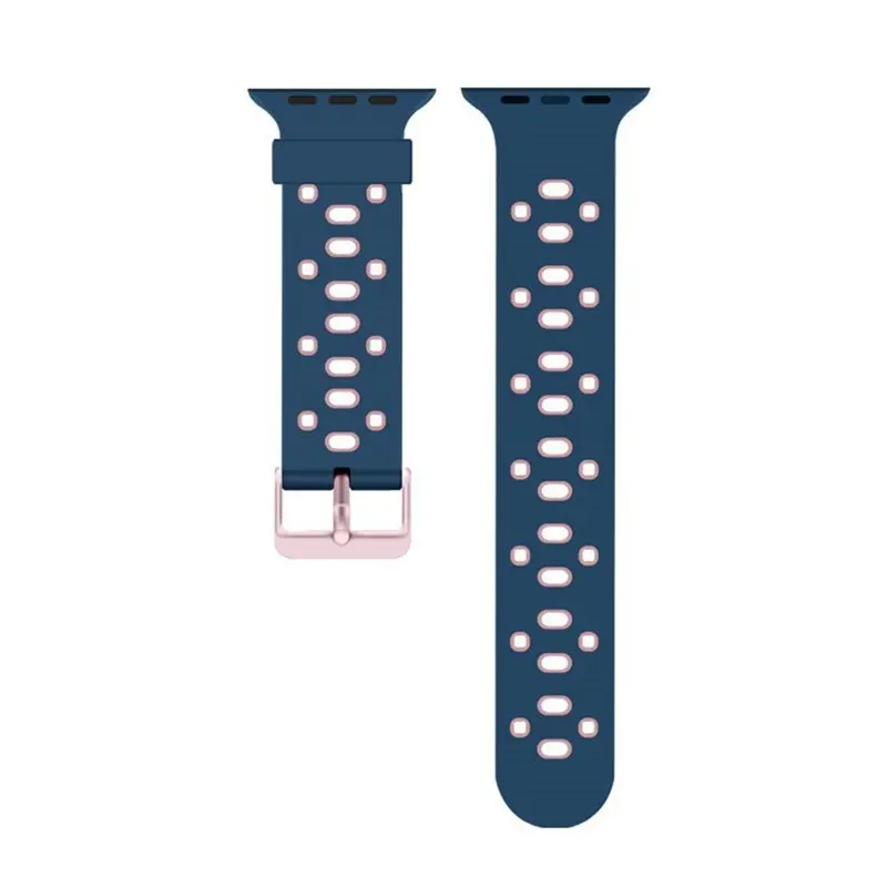 blue pink Силиконовый ремешок для apple watch iwatch 3/2/1 42 мм/38 мм браслет наручный ремень ремешок для часов+ адаптер из нержавеющей стали аксессуары - Цвет ремешка: blue pink