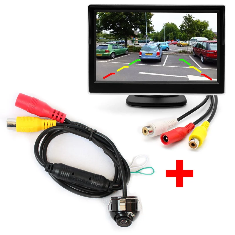 T501E319 Универсальный 5 дюймов автомобиля HD Зеркало заднего вида монитор CCD Видео Авто Парковочные системы с 4 светодиодный Ночное видение Реверсивный Фронтальная камера - Цвет: T501E319