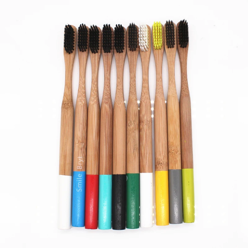 Зубная щетка с круглой бамбуковой ручкой 11 цветов|Зубные щетки| |