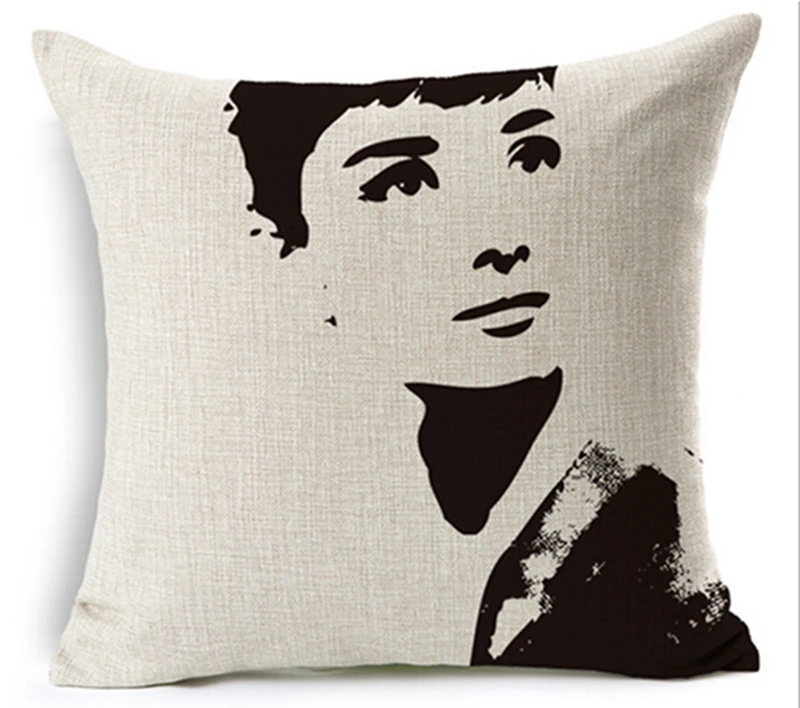 4 шт./лот эскизные звезды Одри Хепберн модные Хлопковые наборы подушек для дивана