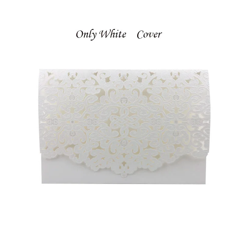 Only White Cover 1 шт, белое золото, роскошная Цветочная лазерная резка, свадебные пригласительные открытки, персонализированные, на заказ, для печати, вечерние, свадебные украшения - Цвет: Only White Cover