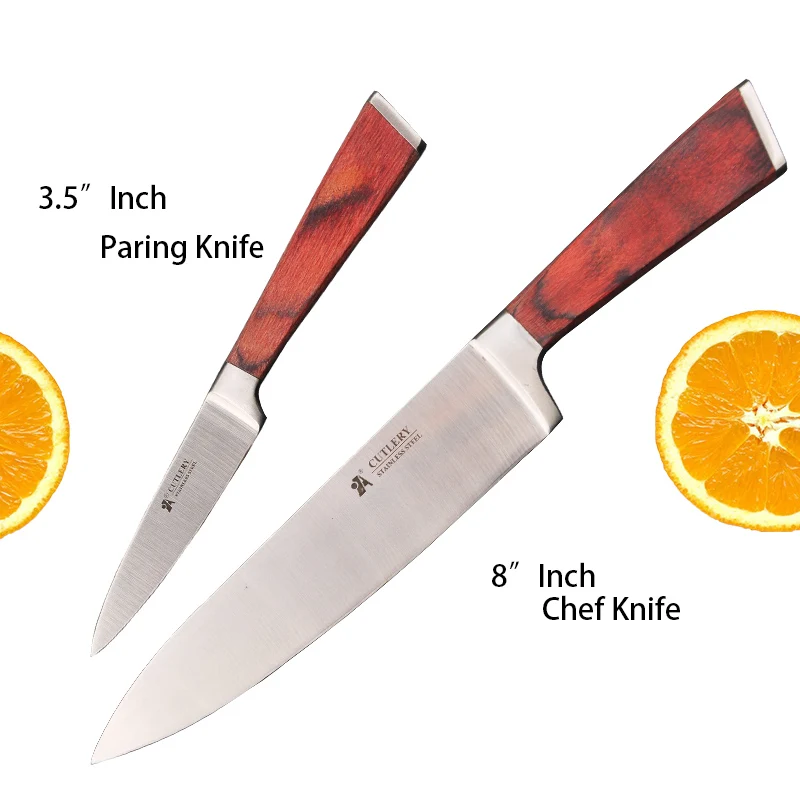 A BRAND Kitchen knife Slicing Meat Cutting High Carbon Stainless Steel Chef Knives Wood Handle Bread Vegetable Sharp Blade Knife - Color: Paring Chef Knife