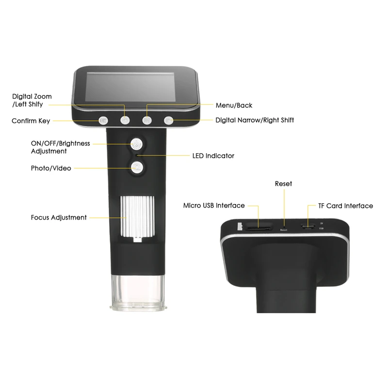 500X цифровой микроскоп 2,5 дюймов lcd USB беспроводной микроскоп с 8LED светильник и подставка для промышленного и ювелирного осмотра