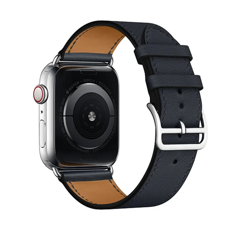 Indigo Двойной тур ремешок для Apple Watch серии 5 4 3 2 1 ремешок для iWatch Ремень Высокое качество Натуральная кожа петля 38 мм/40 мм/42 мм/44 мм - Цвет ремешка: Indigo
