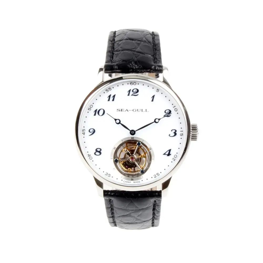 Наручные часы Seagull Tourbillon механические мужские из кожи аллигатора с оригинальным