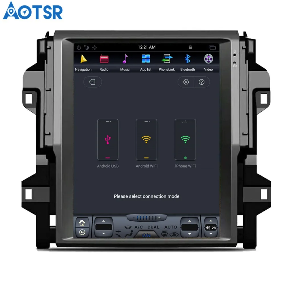 Автомобильный DVD плеер в стиле Tesla Aotsr Android 7 1 GPS навигация для Toyota Fortuner 2016 +