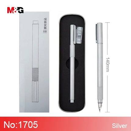 Silver M&G, Классическая полностью Металлическая чернильная авторучка для школьных принадлежностей, элегантные канцелярские принадлежности, офисные высококачественные роскошные подарочные ручки для письма - Цвет: Silver
