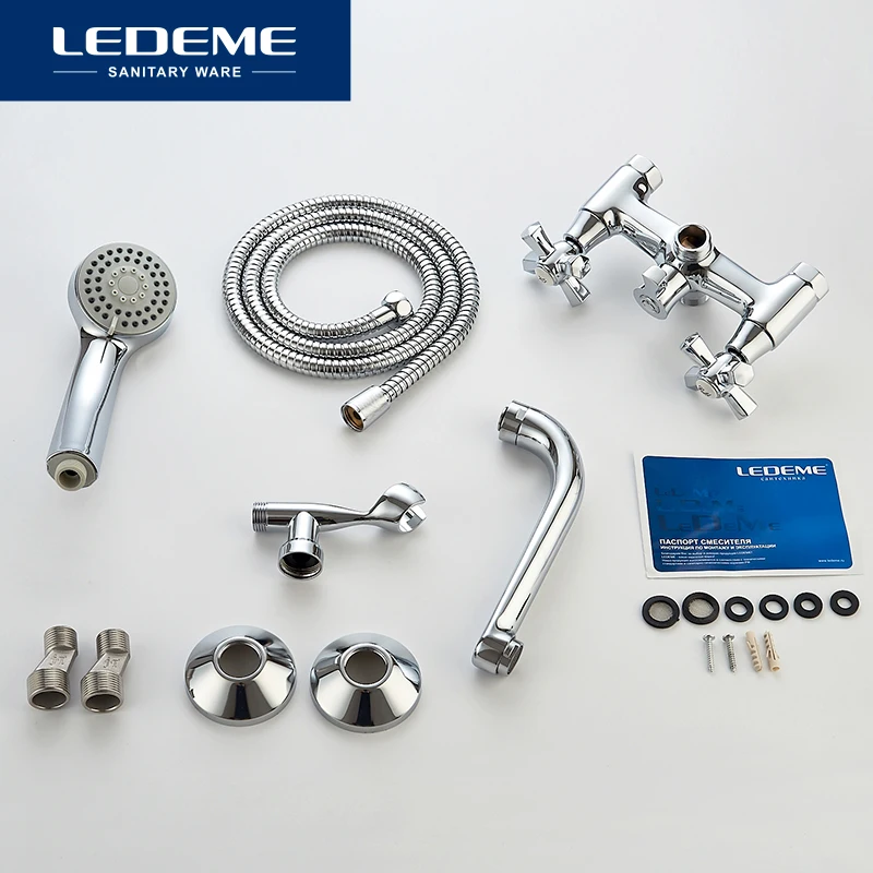 LEDEME Смеситель для ванны с коротким изливом латунь Цвет: хром L3190 | Обустройство