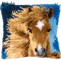 Latch Hook diy rug making Kits animals cross stitch sets horse printed pillow kits Threads embroidery embroider Needlework kits