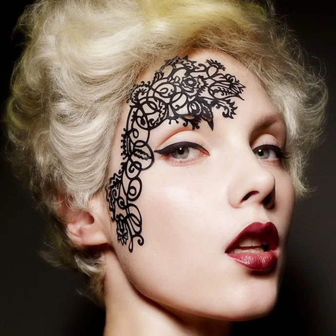 Красивые узорчатые наклейки для лица цветочный кружевной макияж глаз Хэллоуина