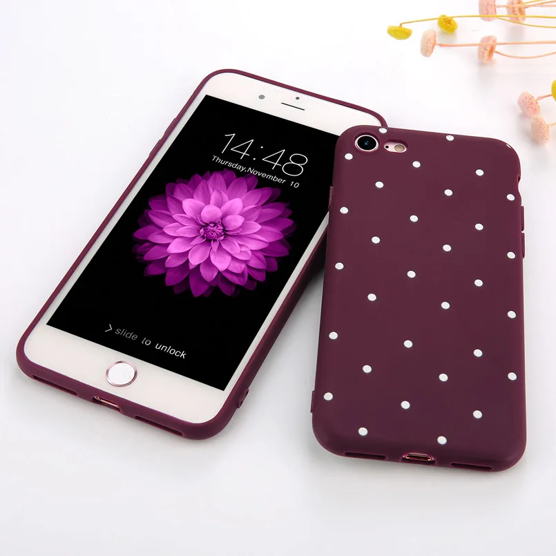 Чехол для телефона USLION с волнистыми точками для iPhone 11 Pro Max, винно-красный мягкий чехол из ТПУ в горошек для iPhone X XR XS Max 8 7 6 S Plus 5 S SE