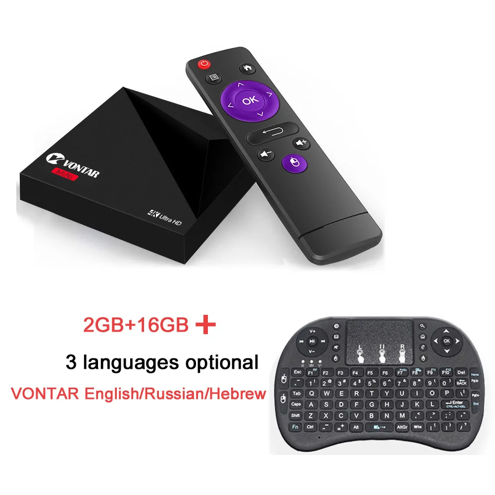 A5X 2G 16G Keyboard VONTAR A5X Plus Мини Смарт ТВ приставка Android 7,1 1GB 8GB RK3328 Rockchip 2,4G wifi 100M LAN HD2.0 телеприставка медиаплеер - Цвет: A5X 2G 16G Keyboard