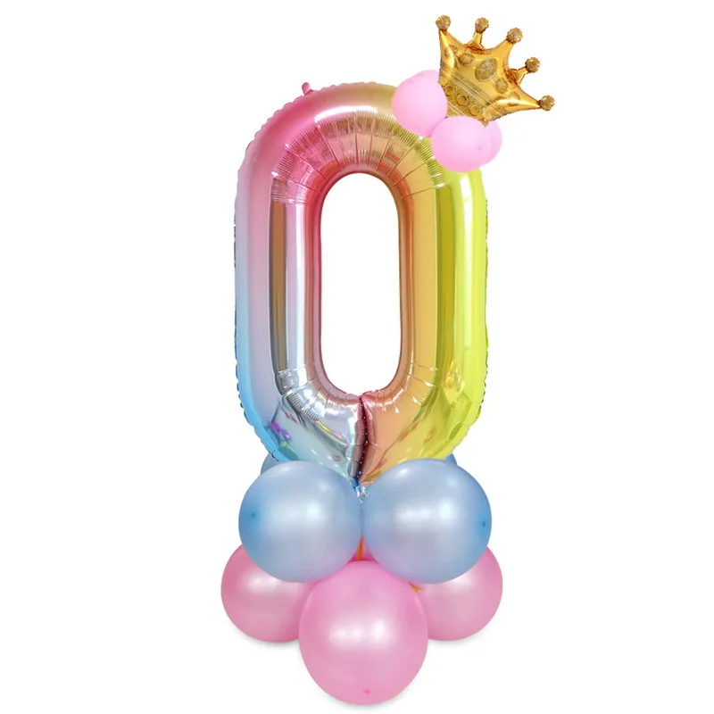 

Cartoon Hat 40inch Number Digital birthday crown foil Helium balloons gradient colorful decorations Party supplies Baby shower