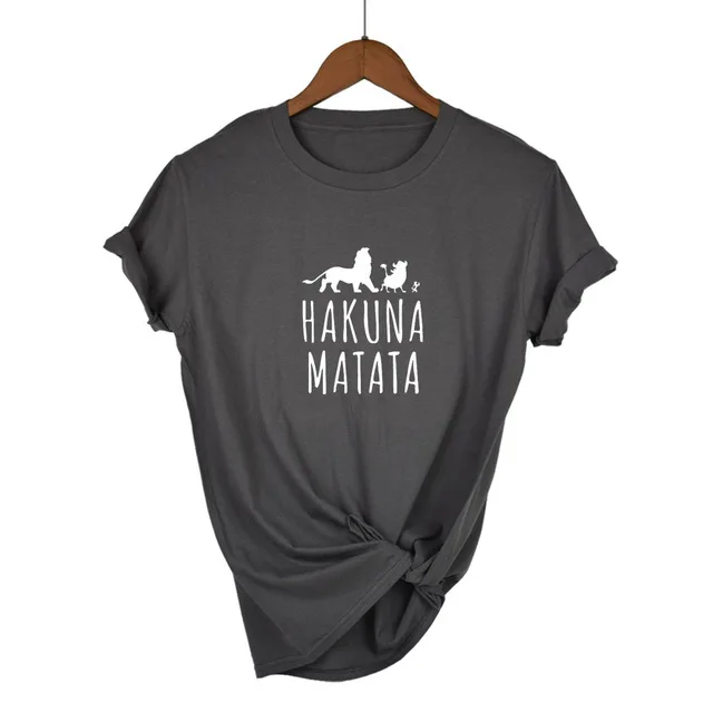 Dark Grey-W Hakuna Matata футболка с буквенным принтом Homme Летняя женская футболка с коротким рукавом размера плюс Женский Повседневный Топ из хлопка - Цвет: Dark Grey-W