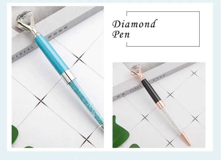 Металлическая розовая Золотая Роскошная кристальная ручка Студенческая шариковая ручка большая Алмазная шариковая ручка, канцелярские принадлежности для офиса школьные принадлежности