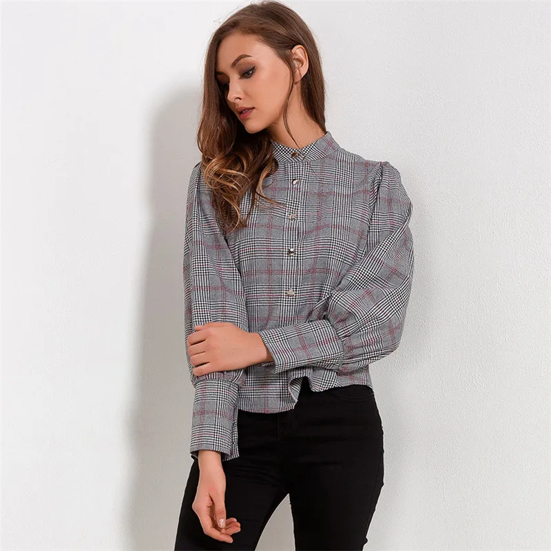 Рубашка женская весенняя с рукавом фонариком|kimono blouse|plaid blouseblouse fashion |