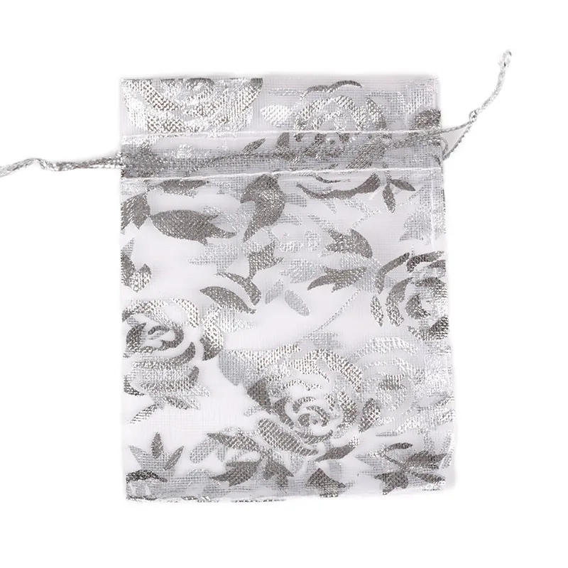 Silver Rose 50 шт. 7X9 9X12 11X16 13X18 см цвет Бронзированная роза Сердце Любовь ювелирные изделия Упаковка жемчужные мешки из пряжи свадебный подарок сумки мешки для конфет - Цвет: Silver Rose