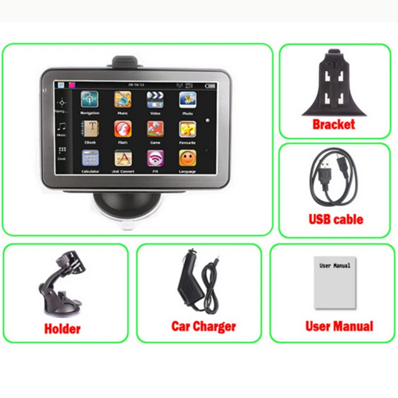 Автомобильный навигатор 5 дюймов HD GPS 800 МГц FM/4 ГБ/DDR3|truck navigation|car gps navigationgps navigation |