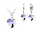 Один комплект ювелирных изделий из австрийского хрусталя 925 пробы, подвеска в форме сердца, ожерелье, рычаг, серьги, женские аксессуары в подарок