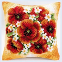 TH Poppy flowers DIY Набор для рукоделия Подушка с вышивкой из акриловой пряжи Гобелен Холст Подушка передняя Вышивка крестом Наволочка - Цвет: Светло-желтый