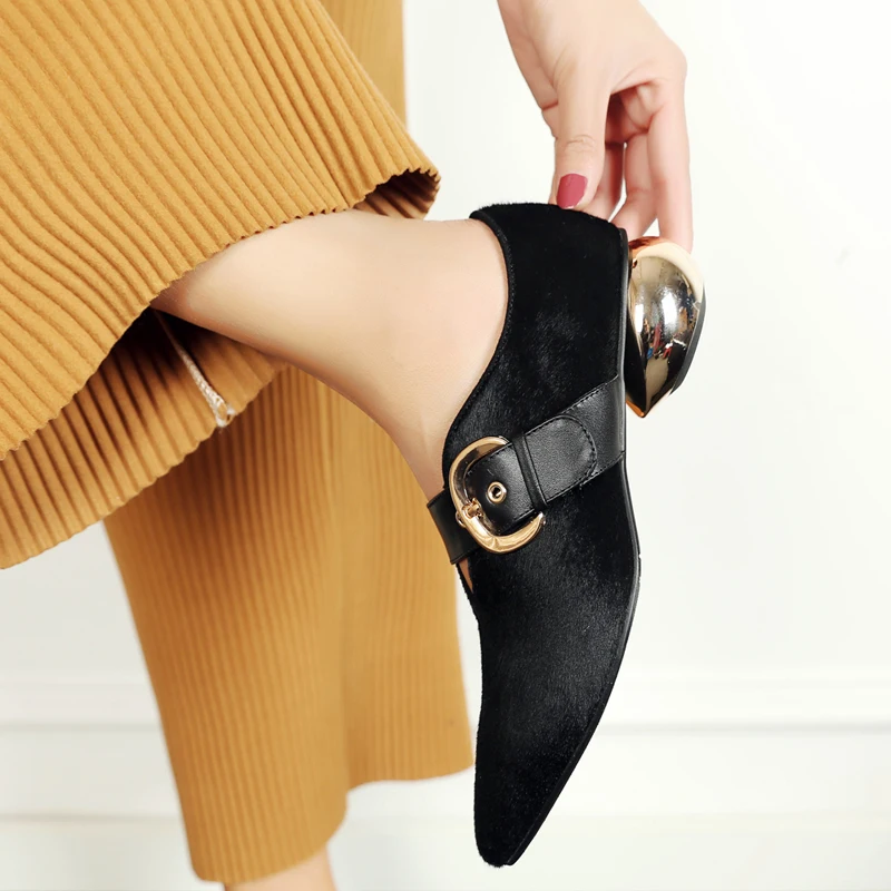 Sungtin Spring Autumn Mid Heel Casual Mary Jane Shoes Fashion Horsehair Women Pumps Pointed Toe Party Shoes Ladies Dress Shoes