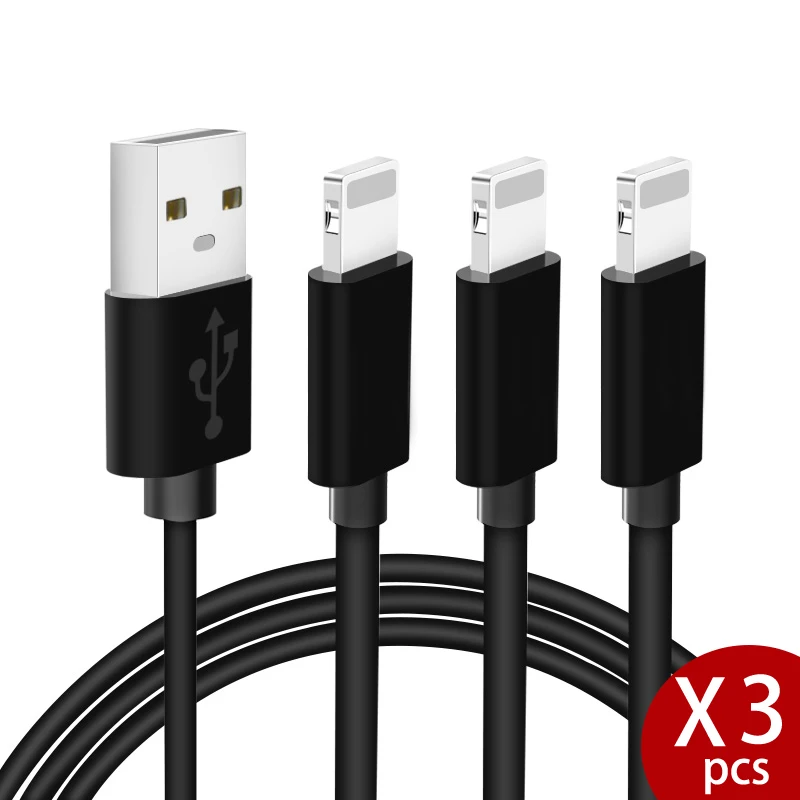 3 шт./лот 2 м USB кабель для iPhone X 8 7 6 6S Plus 5 5s SE быстрая Синхронизация данных зарядный