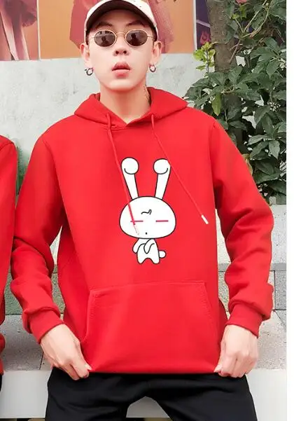 red boy top Зимние пуловеры; толстовки с капюшоном; одежда для влюбленных; повседневная одежда с милым рисунком; цвет черный, красный; топ с капюшоном для подруги и друга; одинаковые толстовки с капюшоном для пар - Цвет: red boy top