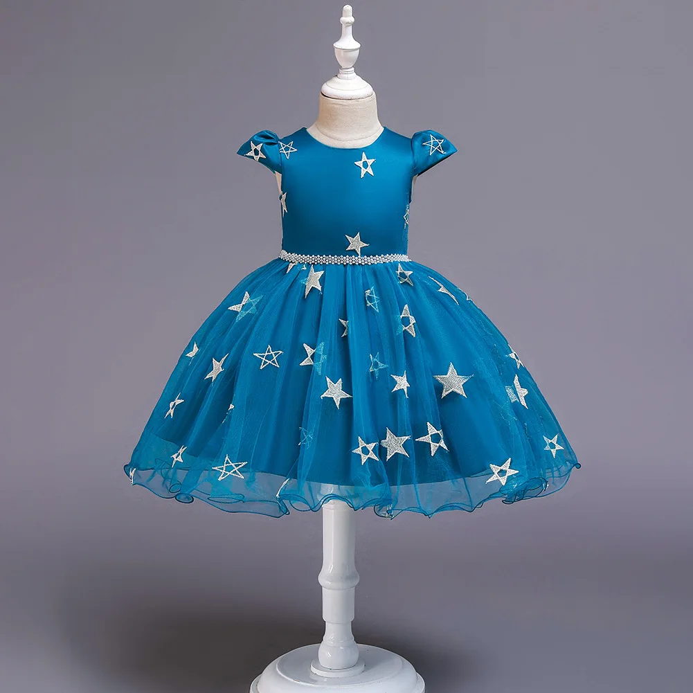 Girls Christmas Costume Star embroidery Girl Dress Wedding Party Dresses Baby Mesh Formal Halloween For Kids | Детская одежда и