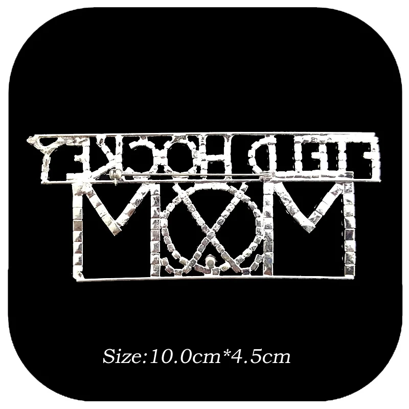 Уникальный Дизайн Стразы серебряного цвета Шпилька для лацкана с надписью MOM |