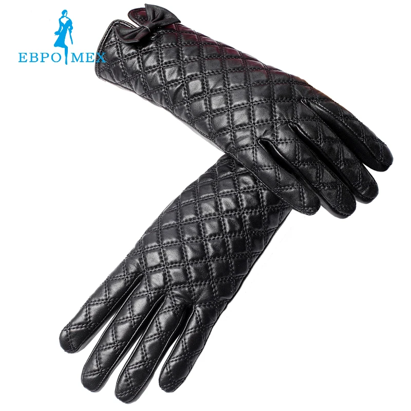 Кремово белые кожаные женские перчатки цветочные натуральная кожа серые