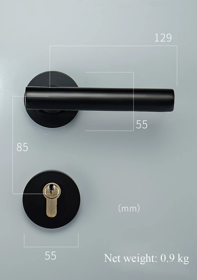 1Set Minimalist Interior Door Lock Split Door Handle with Key Lock Accessories for Modern Bedroom Bathroom Living Room JF1943
