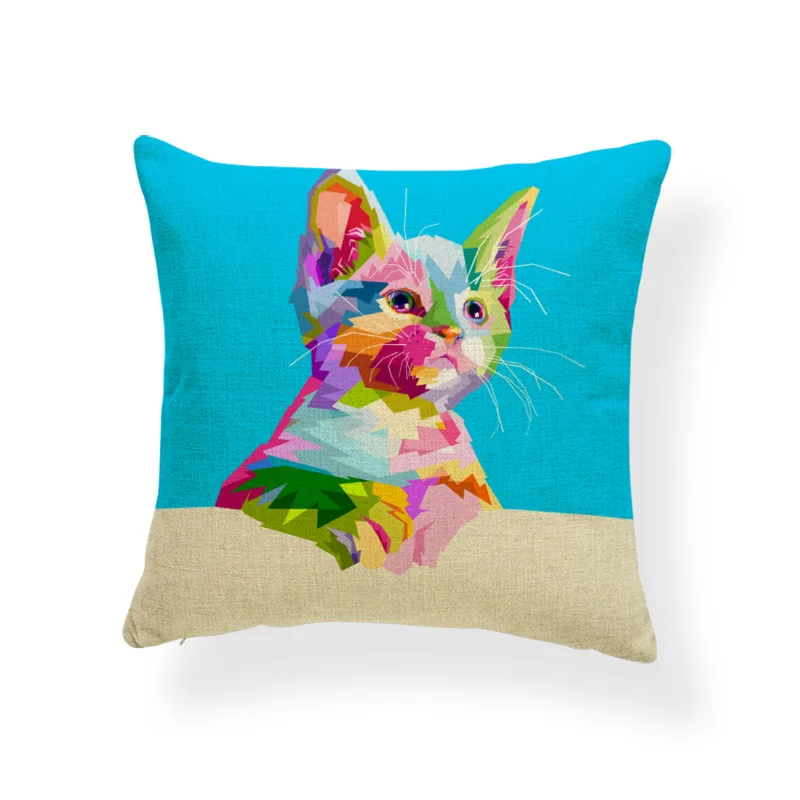 Animal Cat Colorful Cushions Creativity Diamond Pillow Case Oriental Bedroom Decorations Throw Cushion 18X18 Linen 2018 | Дом и сад