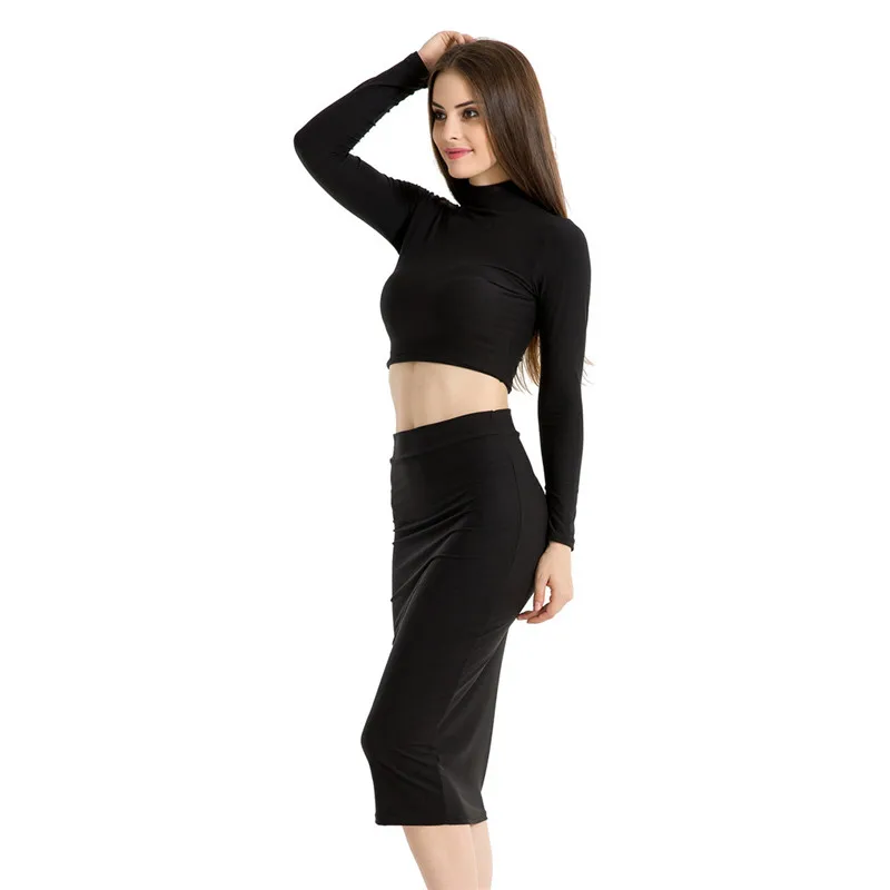 Женская трикотажная длинная юбка карандаш черная или белая элегантная