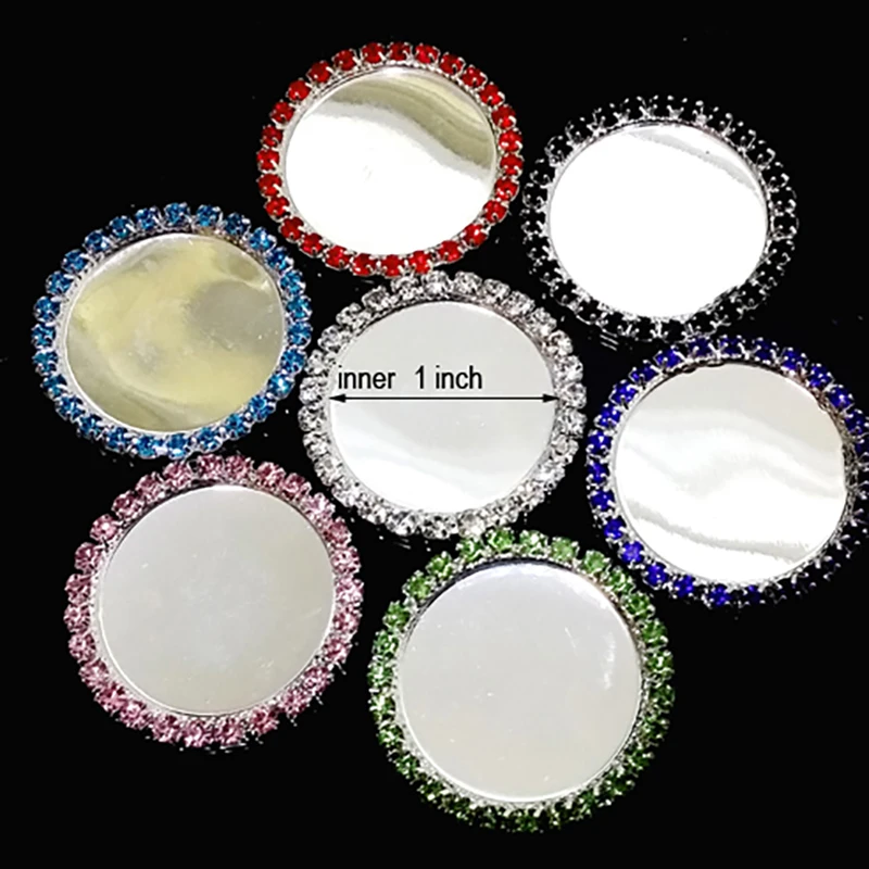 

100pcs/lot inner 1 " (25mm ) Flattened rhinestone crystal button DIY Round Blank Tray For Cabochons Stickers DIY craft