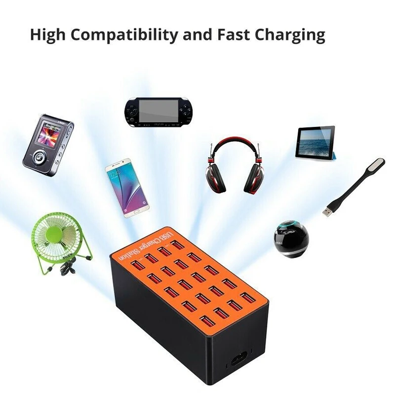 100W 20-Порты и разъёмы USB концентратор зарядная станция смарт стены Зарядное устройство адаптер США Plug Смарт зарядная станция для телефона концентратор компактный