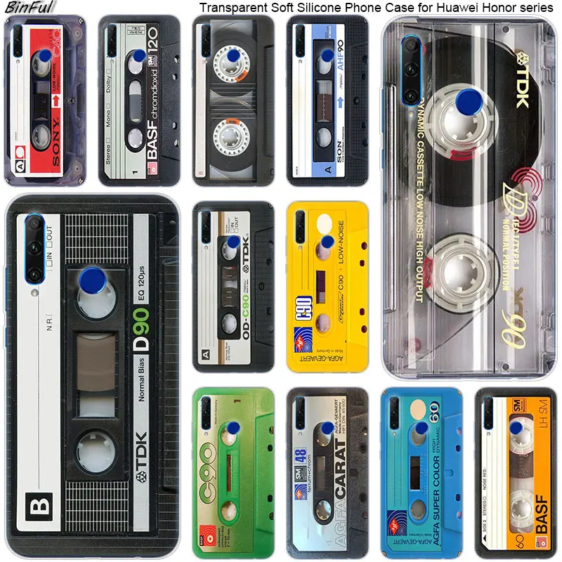 hot classical old cassette tape soft silicone phone case for huawei honor 20 20i 10 9 8 lite 8x 8c 8a 8s 7s 7a pro view 20 cover free global shipping