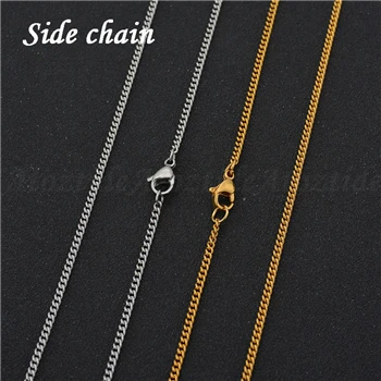 2.0mm gold side 1 шт. 60 см Мужская цепочка из кубинской нержавеющей стали минималистичное Фигаро/сторона/бусина металлическая цепь из нержавеющей стали бамбуковая цепь ювелирных изделий - Окраска металла: 2.0mm gold side