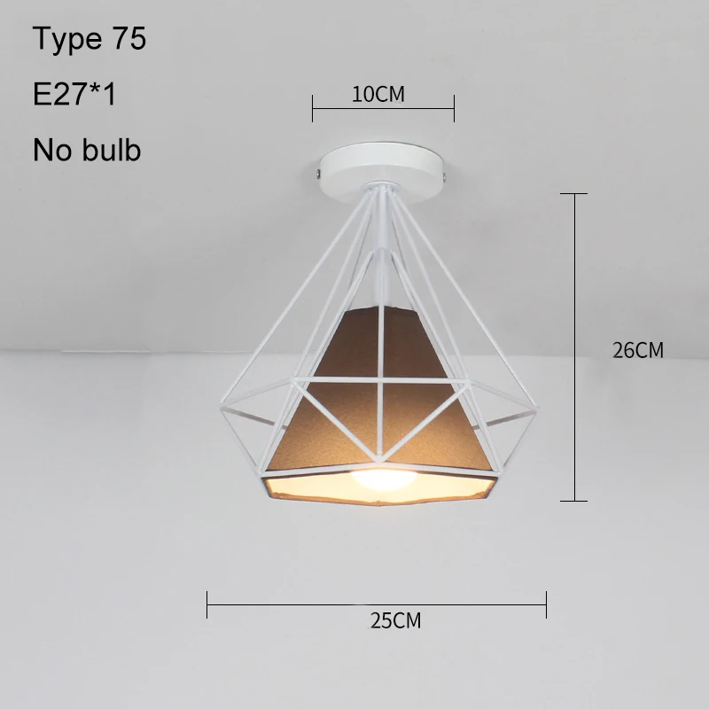 Type 75 no bulb Светодиодные потолочные светильники, современный потолочный светильник, винтажный плафон, клетка, плафон для гостиной, промышленный декор, подвесной светильник - Цвет корпуса: Type 75 no bulb