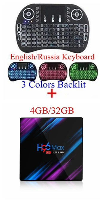 4GB 32GB I8 Backlit 10 шт. Android 9,0 tv Box H96 Max RK3318 Четырехъядерный 4 Гб 64 ГБ макс 2,4 г/5 г двойной WiFi USB3.0 BT4.0 4K H.265 Youtube медиаплеер - Цвет: 4GB 32GB I8 Backlit