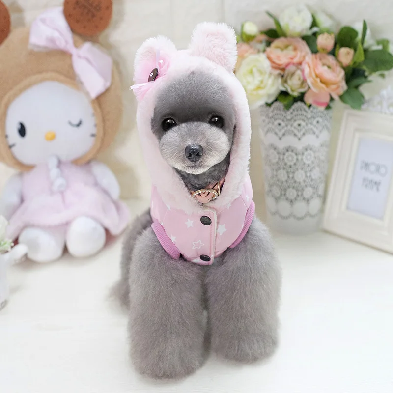 Bigeyedog собачья куртка зимняя теплая с капюшоном наряд Чихуахуа Пудель Йоркширский