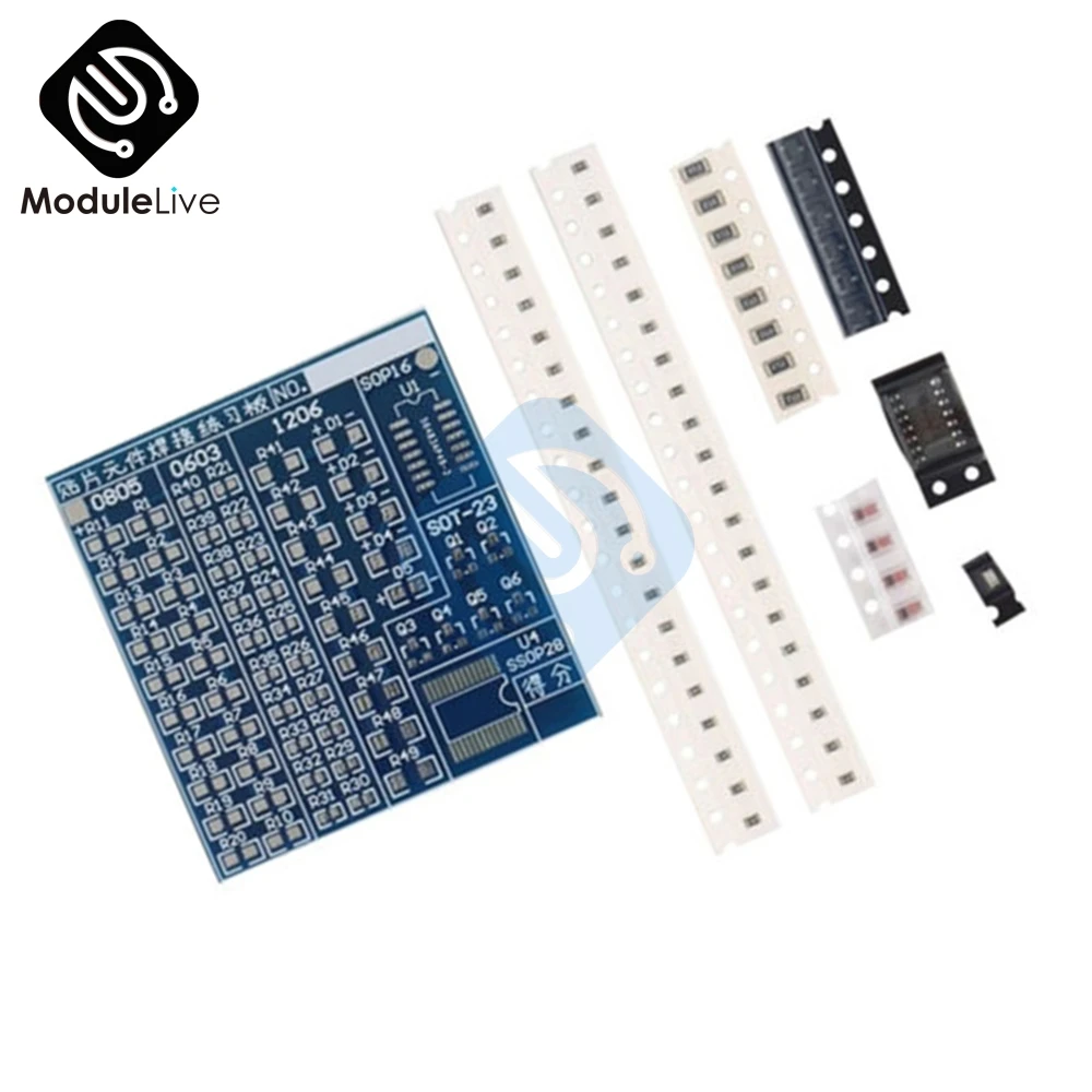 

SMT SMD Component Weld Welding Practice Blue PCB Board Soldering Training Eletronice Tools Diy Kits